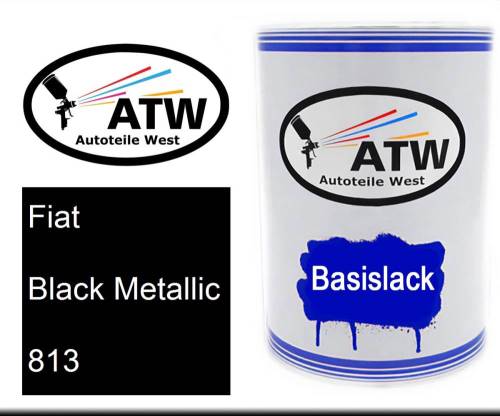 Fiat, Black Metallic, 813: 500ml Lackdose, von ATW Autoteile West.